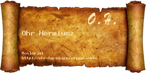 Ohr Hermiusz névjegykártya